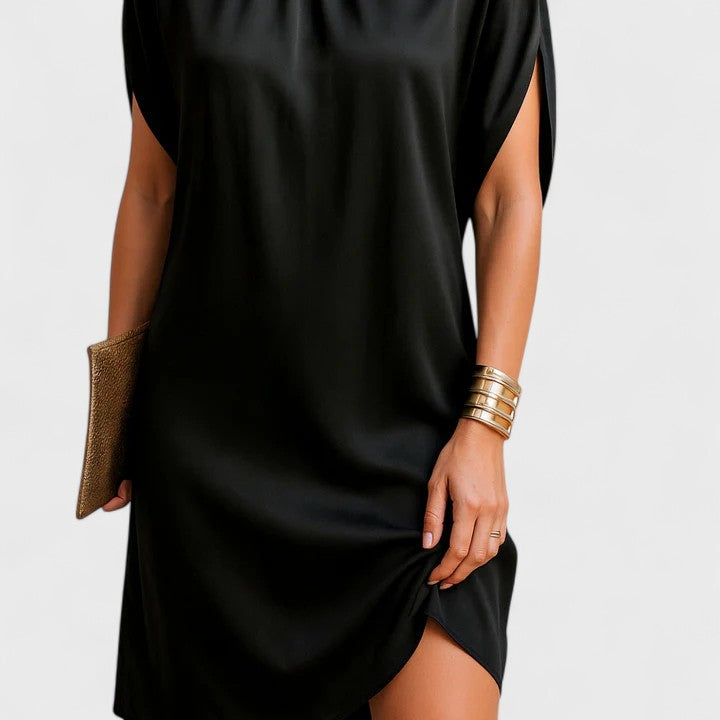 Aven | Women’s Mock-Neck Batwing Dress with Split-Sleeve