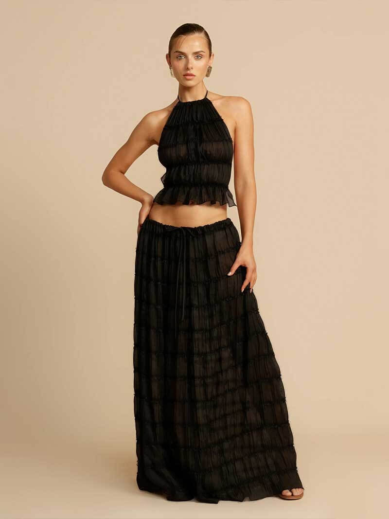 Ruby Collins | Ruffle Crop Top &amp; Maxi Skirt Set For Women