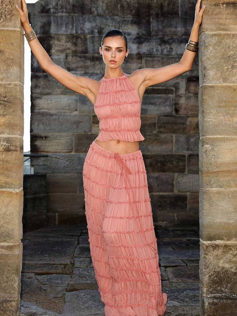 Ruby Collins | Ruffle Crop Top &amp; Maxi Skirt Set For Women