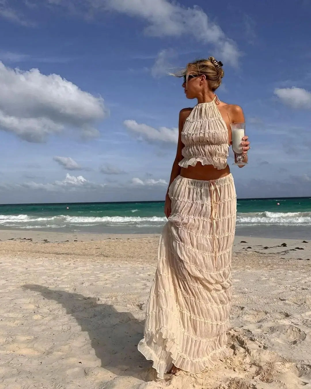 Ruby Collins | Ruffle Crop Top &amp; Maxi Skirt Set For Women