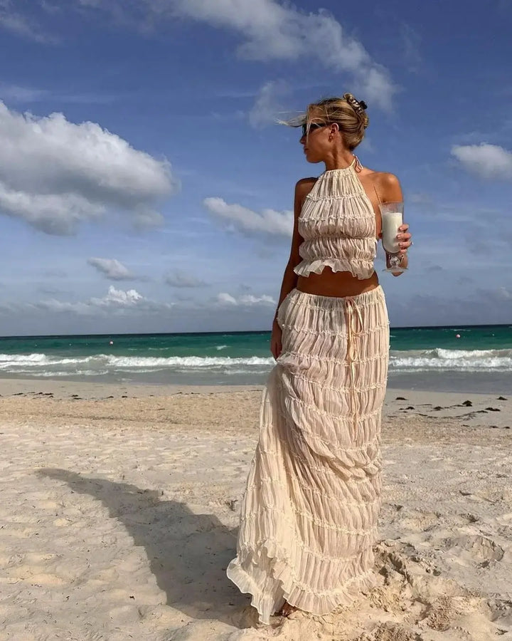 Ruby Collins | Ruffle Crop Top &amp; Maxi Skirt Set For Women