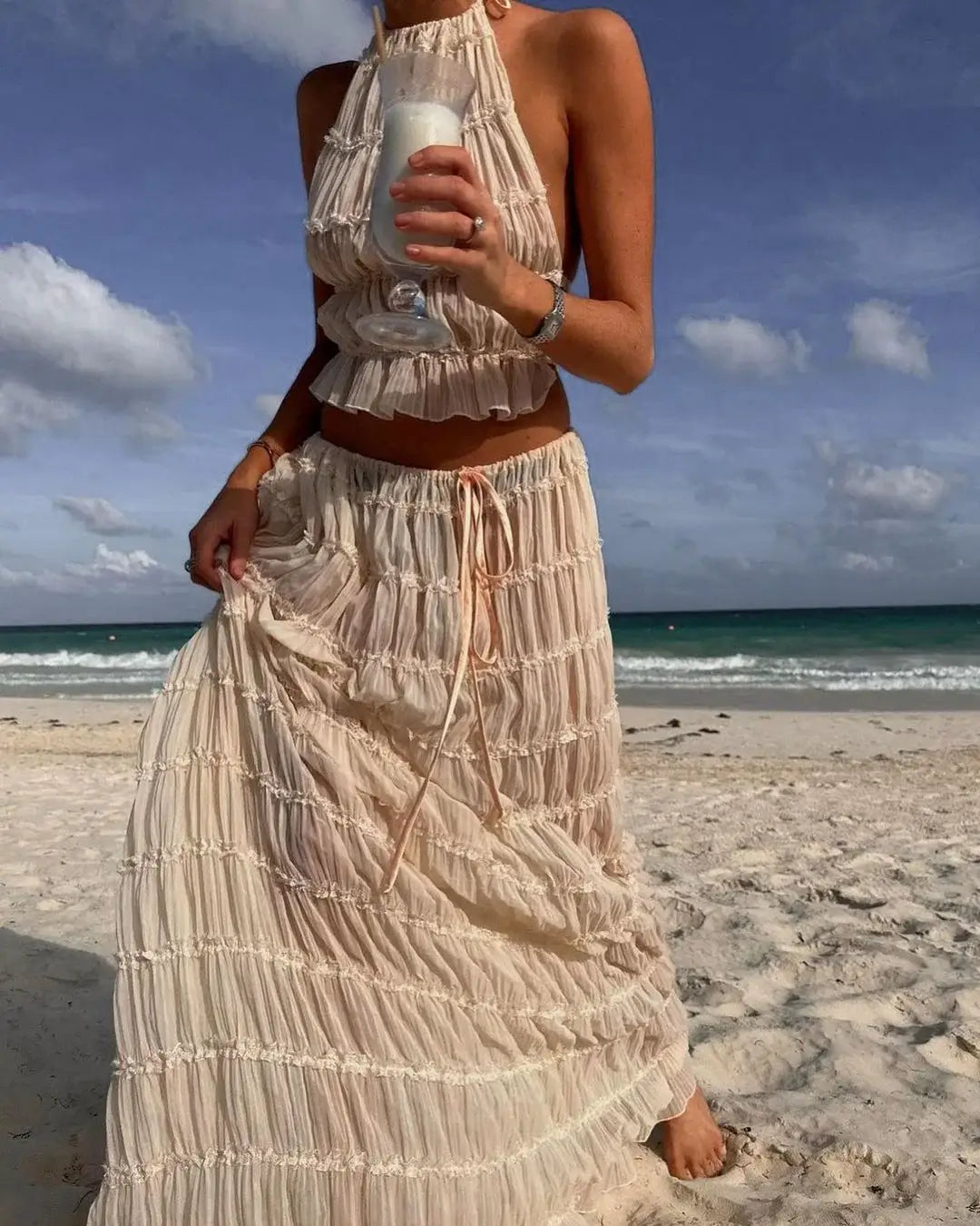 Ruby Collins | Ruffle Crop Top &amp; Maxi Skirt Set For Women
