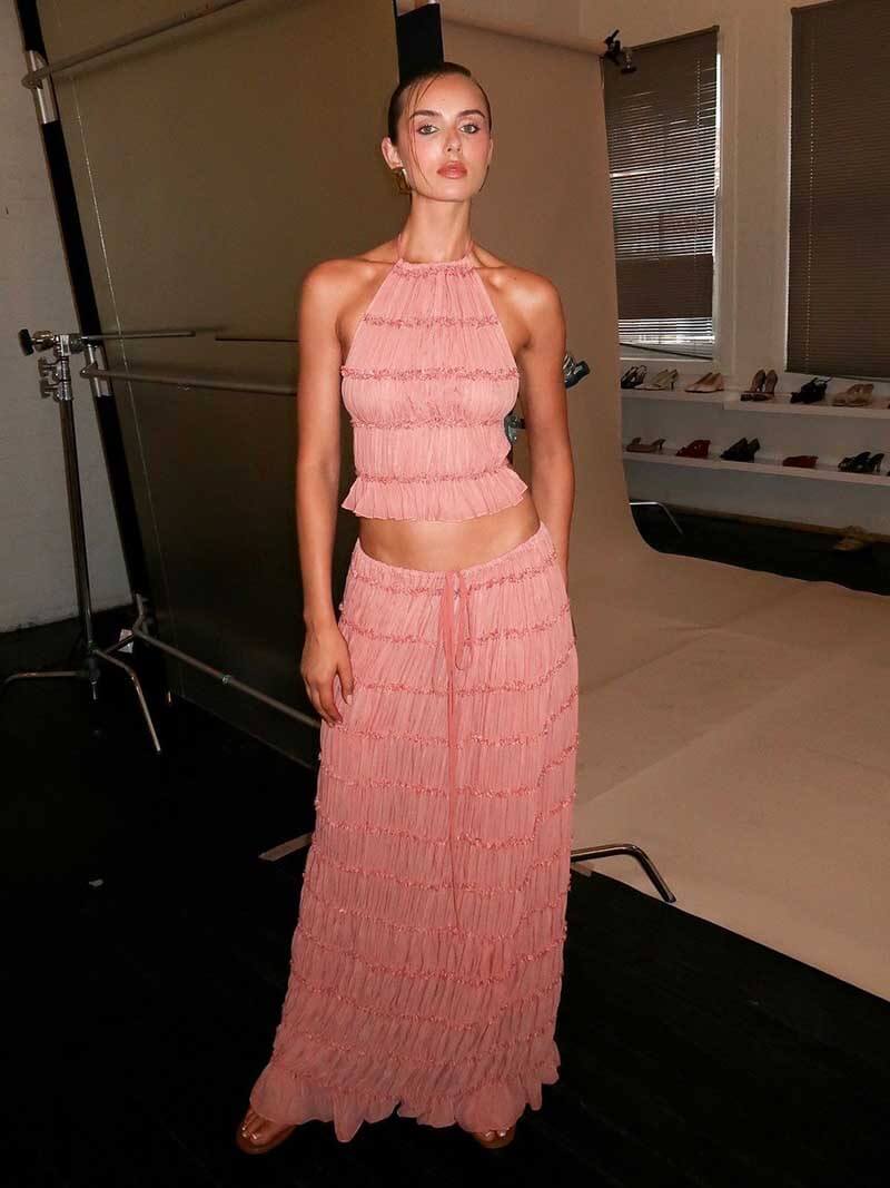 Ruby Collins | Ruffle Crop Top &amp; Maxi Skirt Set For Women