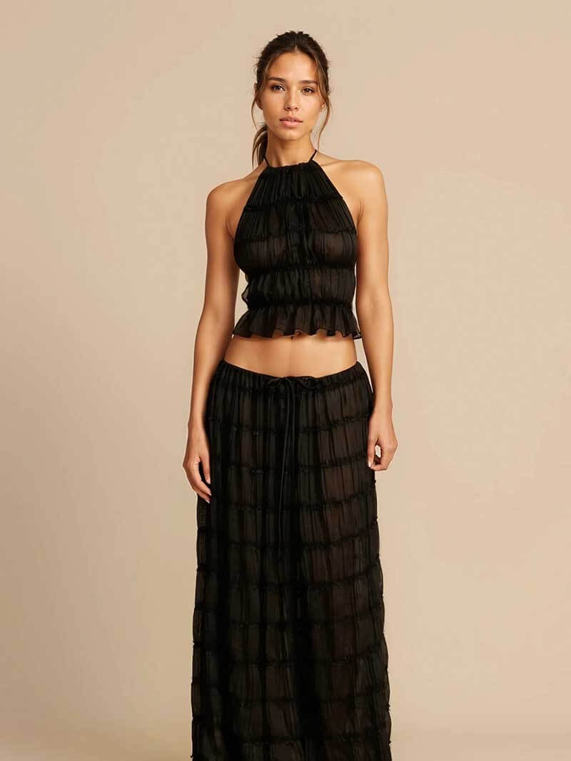 Ruby Collins | Ruffle Crop Top &amp; Maxi Skirt Set For Women