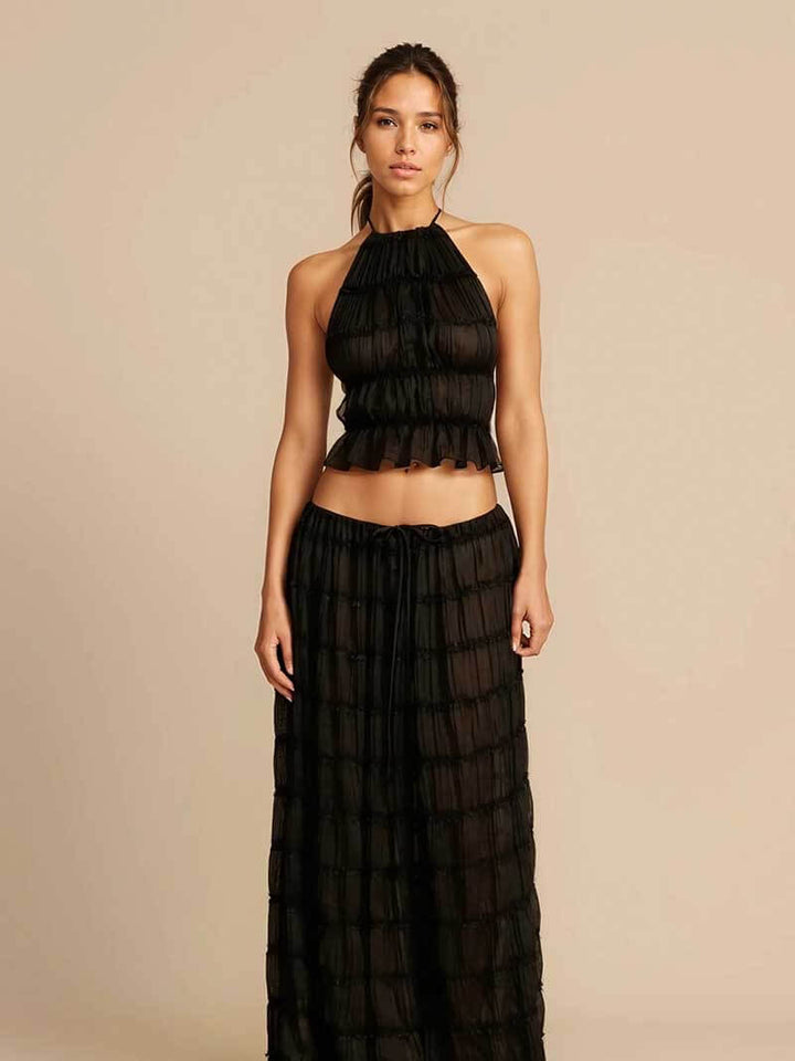 Ruby Collins | Ruffle Crop Top &amp; Maxi Skirt Set For Women