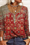 Zara | Women's Boho Floral Print V-Neck Long Sleeve Blouse