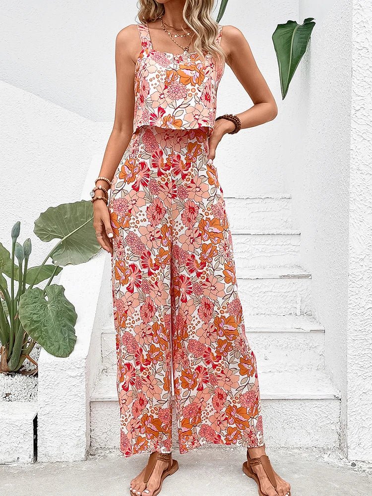 Sienna | Women’s Floral Wide-Leg Jumpsuit with Open Back