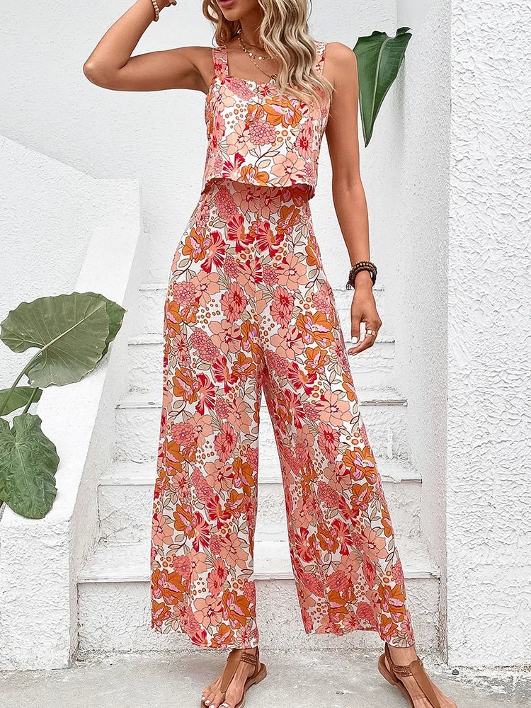 Sienna | Women’s Floral Wide-Leg Jumpsuit with Open Back