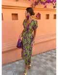Lucinda | Women’s Boho Floral Dress with Pleated Detailing