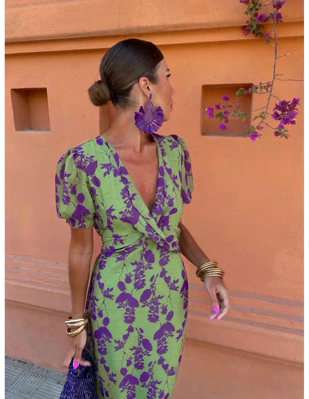 Lucinda | Women’s Boho Floral Dress with Pleated Detailing