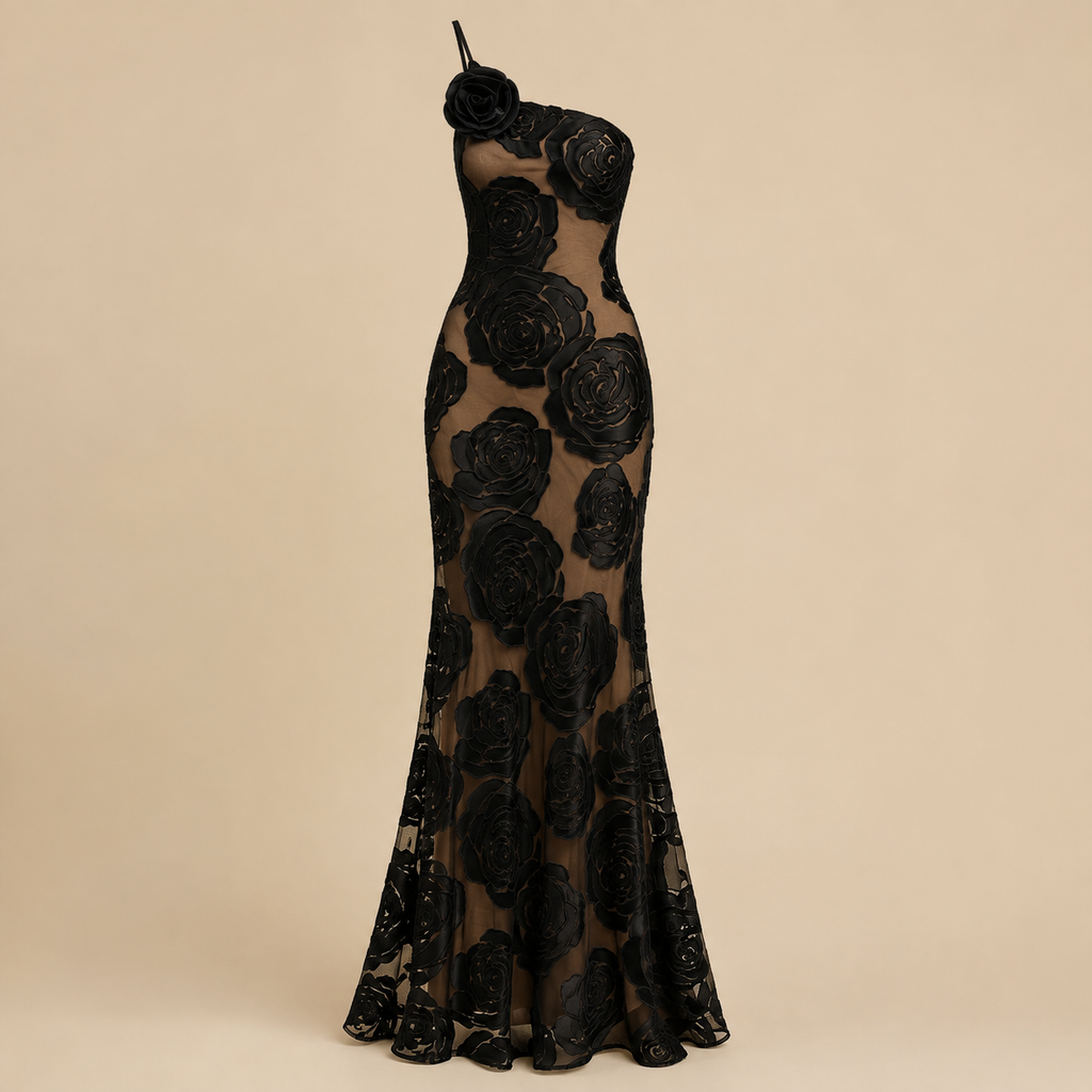 Elise Cromwell | Velvet Rose Maxi Evening Dress For Women