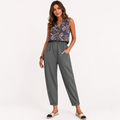 Elise Monroe | Cotton Linen Elastic-Waist Pants For Women