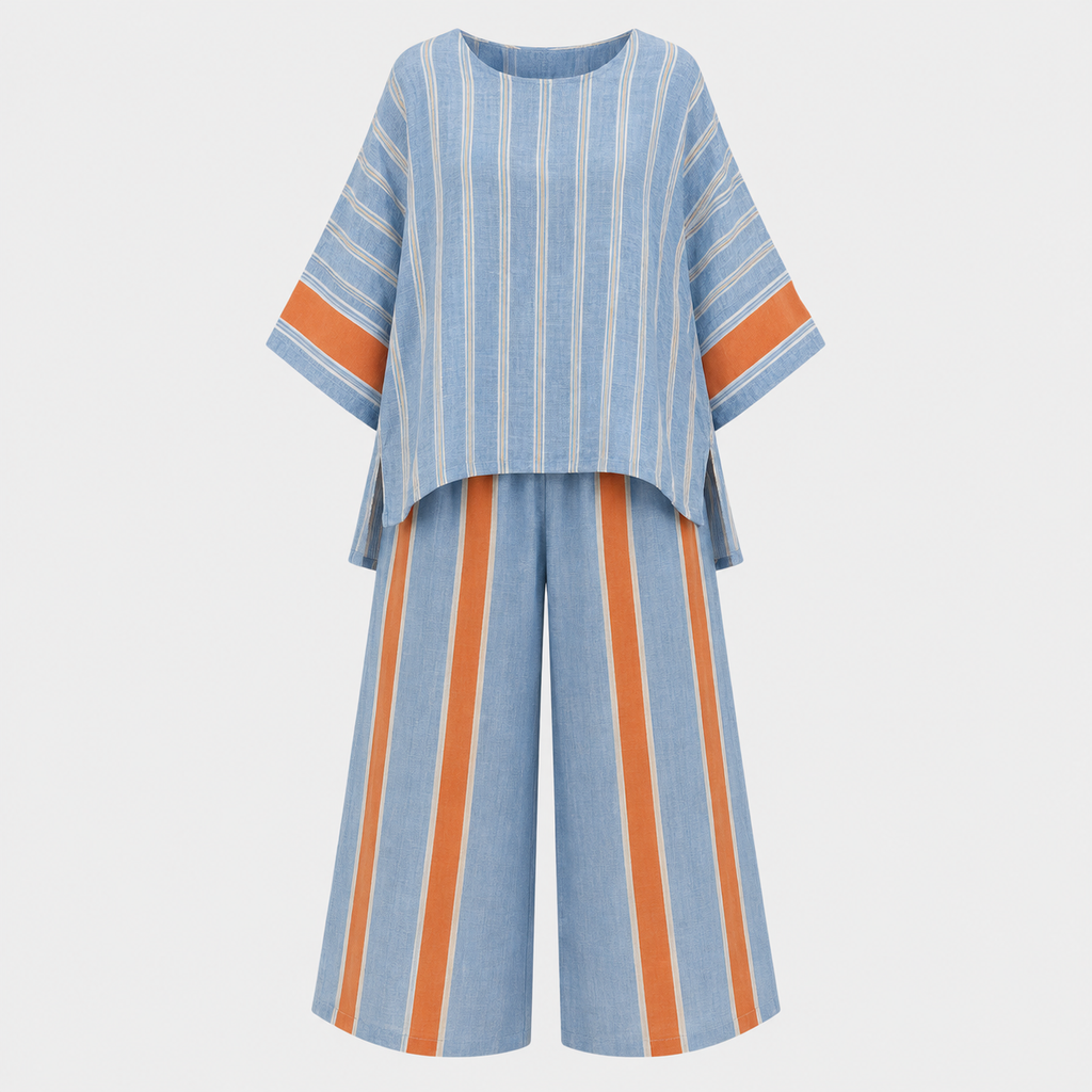 Elise Cunningham | Striped Linen Two-Piece Set For Women