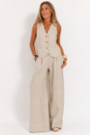 Emma Sheridan | Linen Vest & Wide-Leg Pants Set For Women