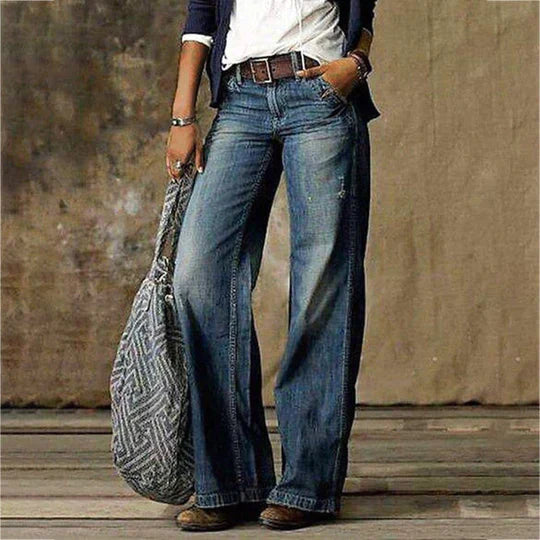 Saskia | Women’s High-Waist Wide-Leg Jeans with Retro Flare