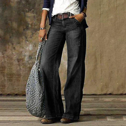 Saskia | Women’s High-Waist Wide-Leg Jeans with Retro Flare