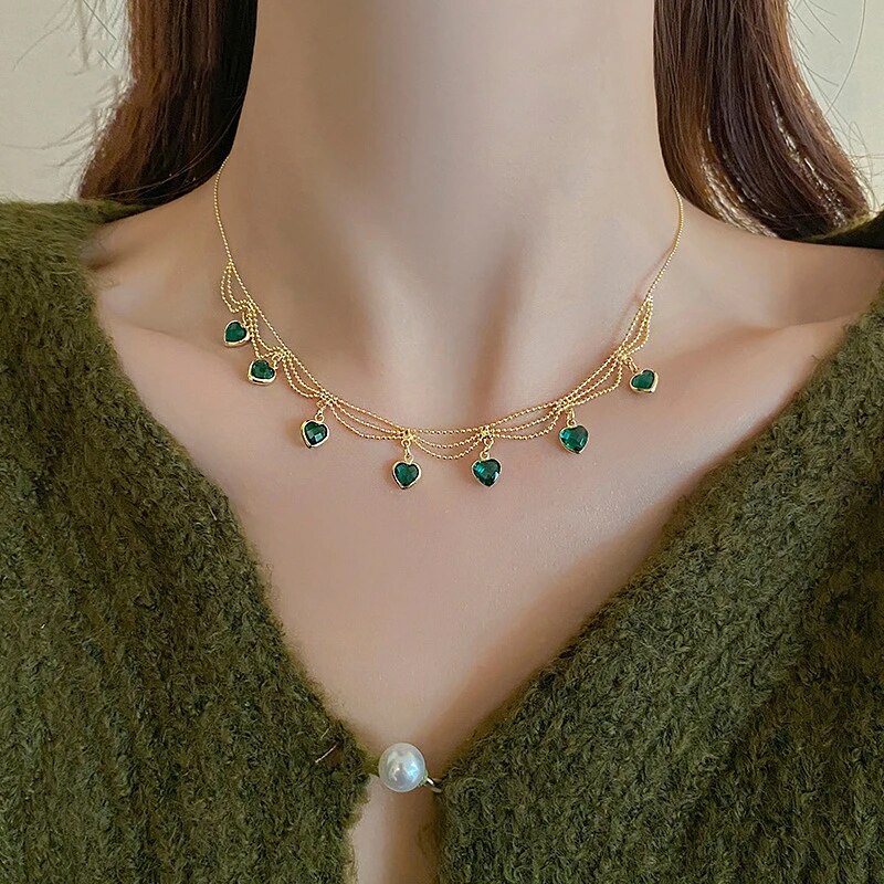 Kallie | Women’s Heart Chain Necklace with Charms