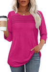 Tessa | Women's 3/4 Sleeve Pleated Top Scoop Neck Casual Everyday Top