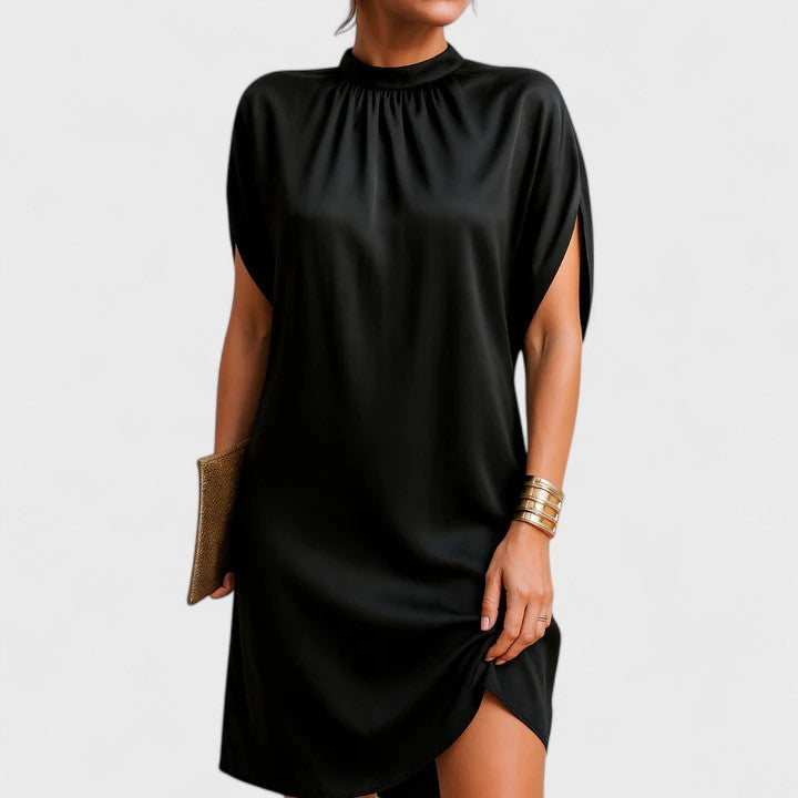 Aven | Women’s Mock-Neck Batwing Dress with Split-Sleeve