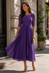 Elegant Flowy Women's Party Dress with Lace Bodice