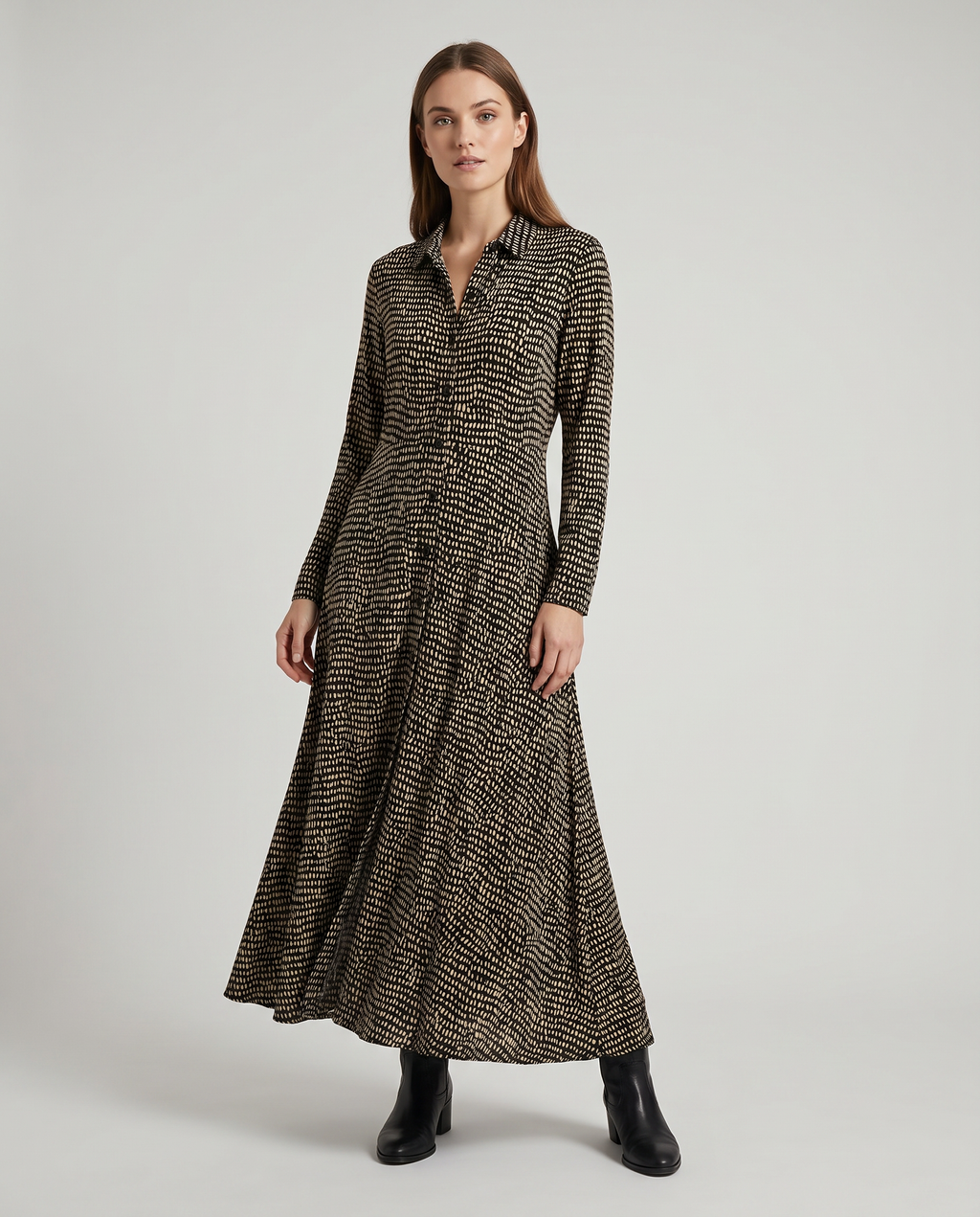 Long Relaxed Dress With V-Neck