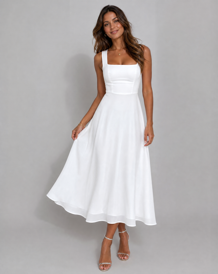 Marie Elegant A-line Summer Wedding Guest midi dress