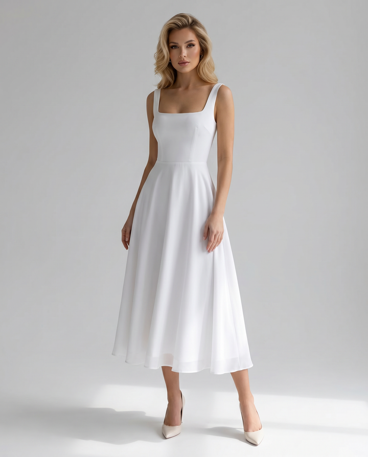 Marie Elegant A-line Summer Wedding Guest midi dress