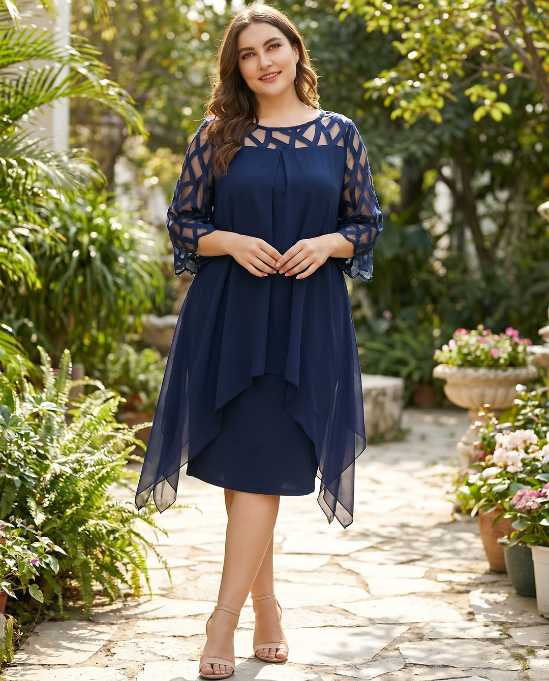 Evening Event Cocktail Plus Size Midi Dress