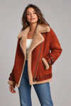 Women's Premium Faux Sheepskin Jacket With Belt And Pockets