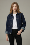 Women’s Classic Denim Jacket with Structured Fit and Utility Chest Pockets