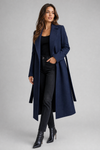 Women's Long Winter Trench Coat — Elegant Belted Lapel Long-Sleeve Wool-Blend Overcoat