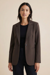 Korean Fashion Blazer – Tailored Dark Cocoa Brown Slim Fit Jacket