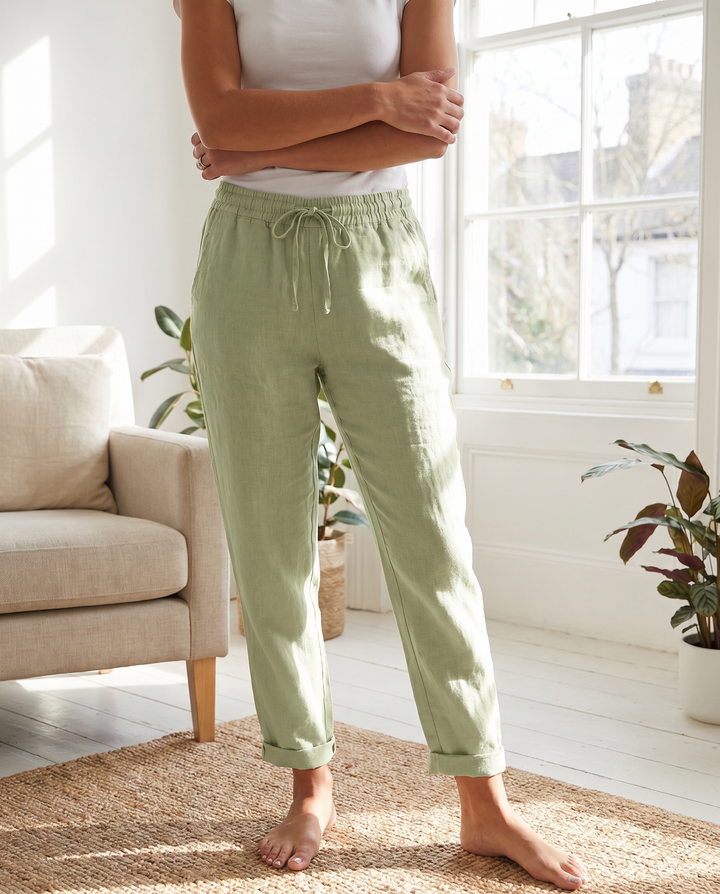 Casual lightweight summer linen trousers