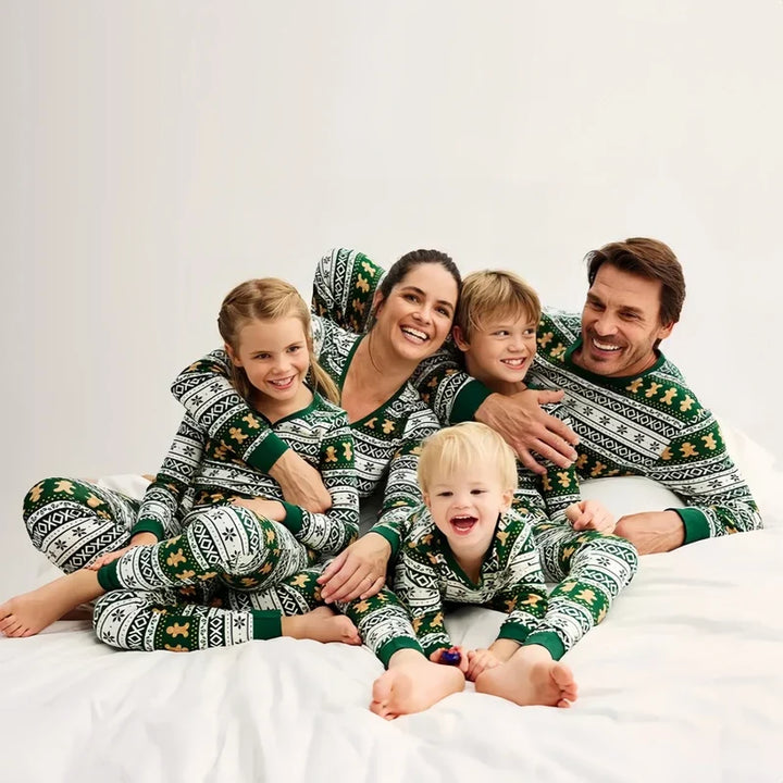 Matching Green Family Gingerbread Christmas Pyjamas Set