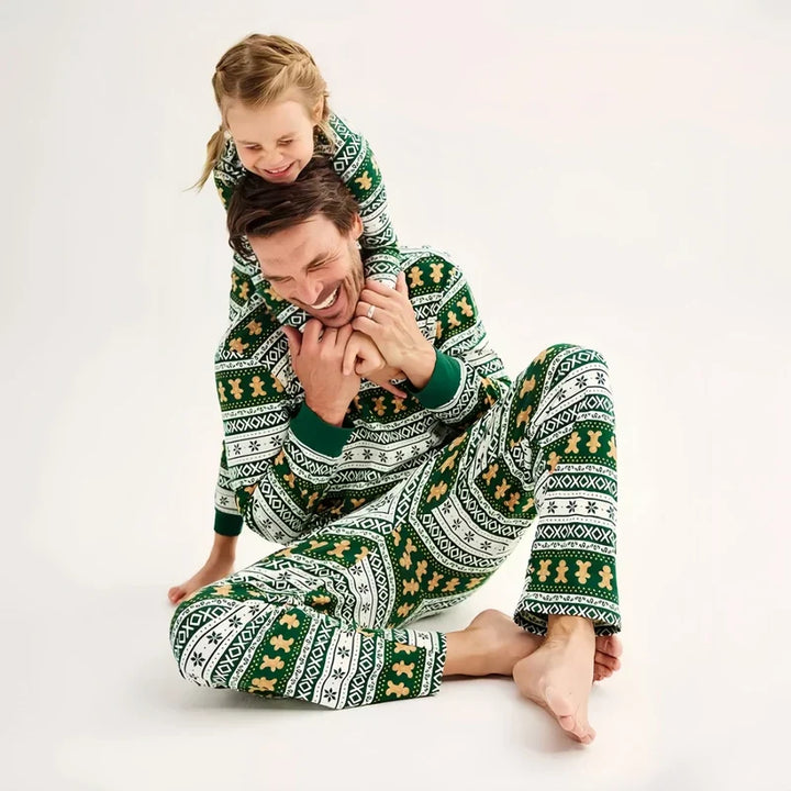 Matching Green Family Gingerbread Christmas Pyjamas Set