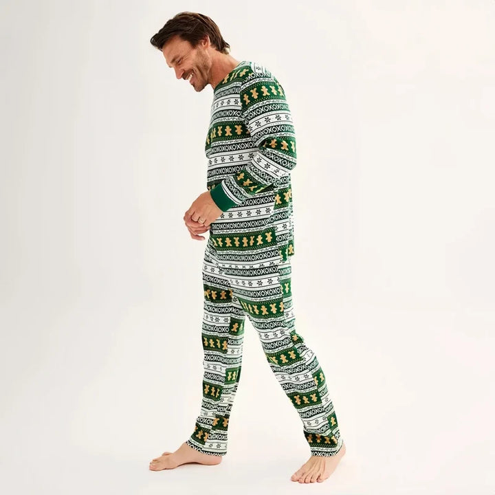 Matching Green Family Gingerbread Christmas Pyjamas Set