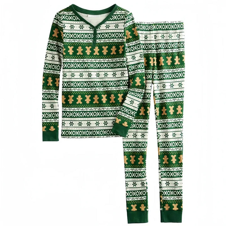 Matching Green Family Gingerbread Christmas Pyjamas Set