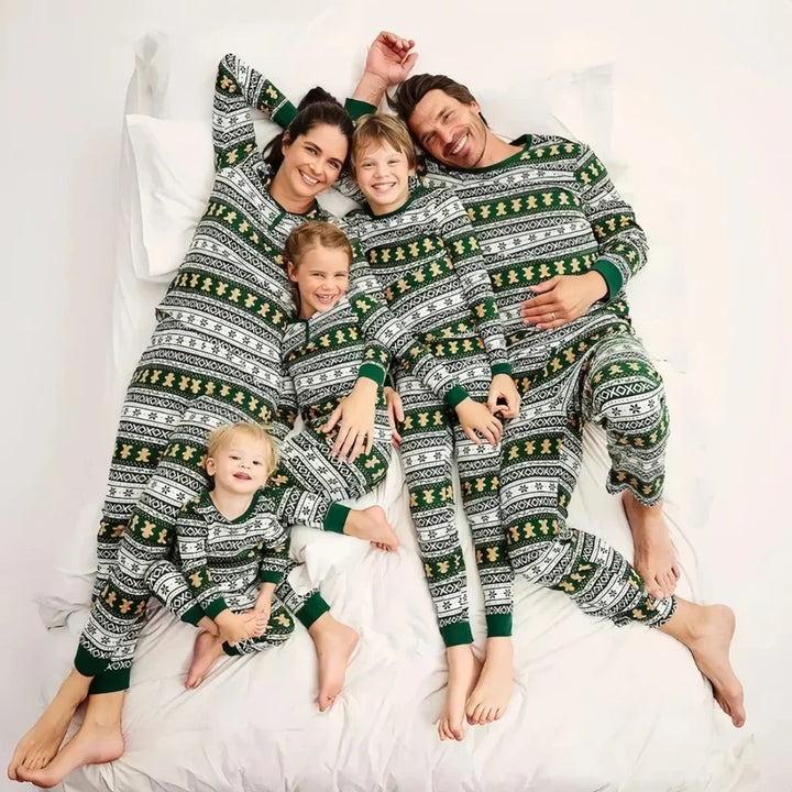 Matching Green Family Gingerbread Christmas Pyjamas Set