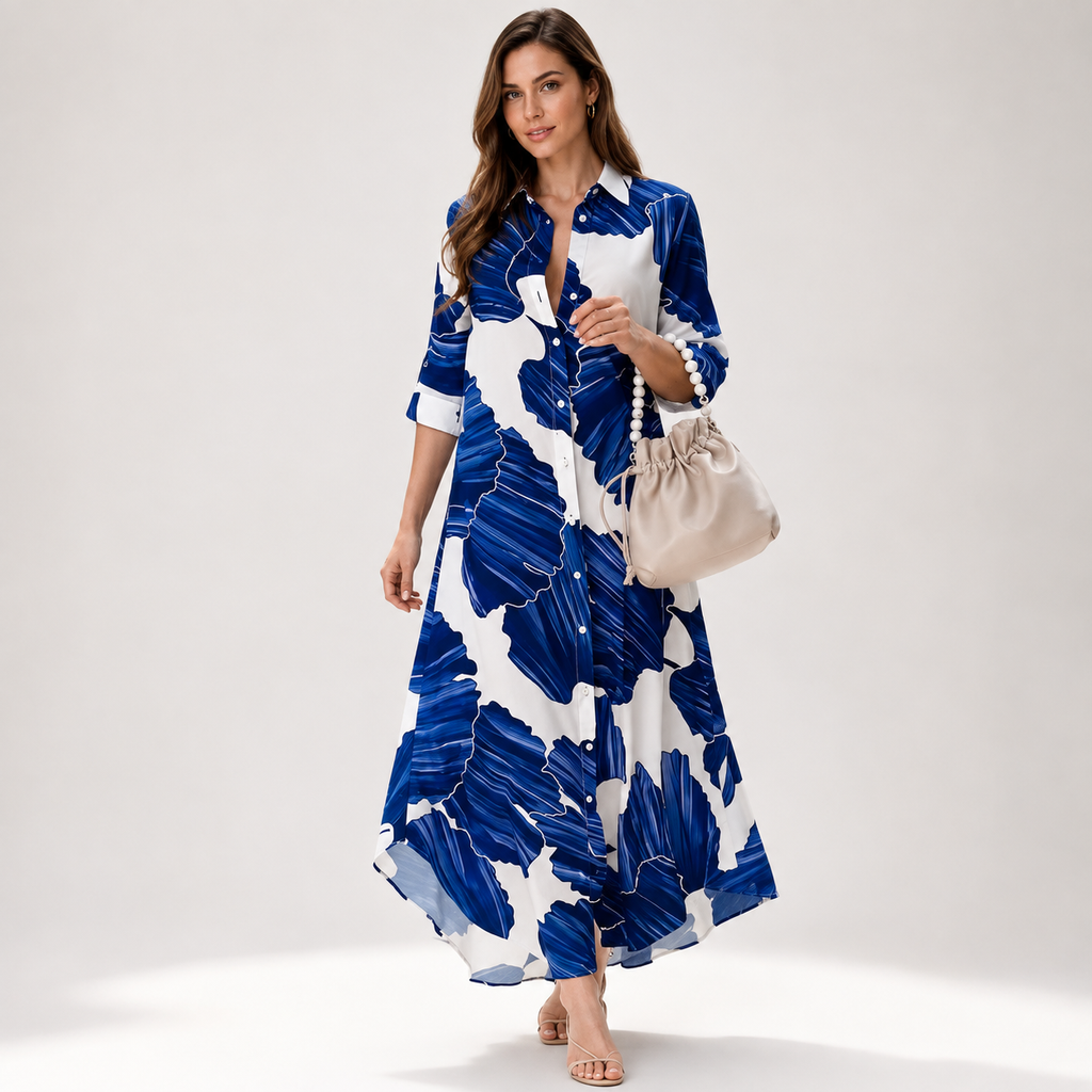 Grace Barrett | Printed Shirt Maxi Dress For Women