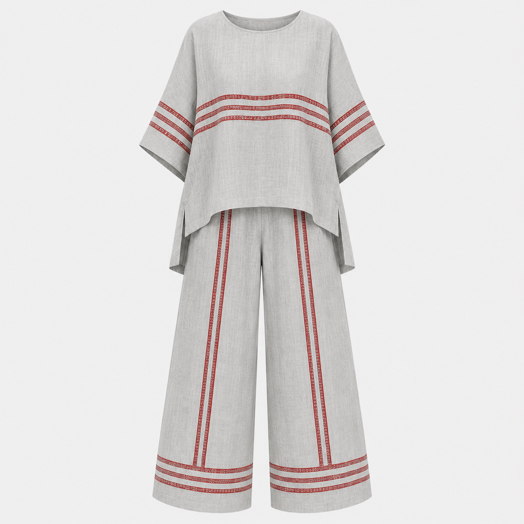 Grace Donovan | Striped Linen Two-Piece Set For Women