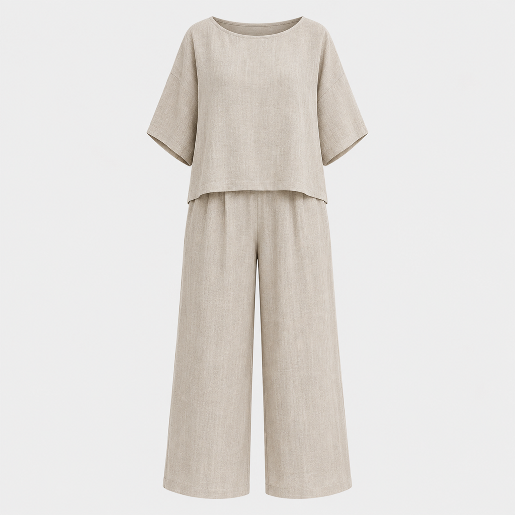 Hannah Young | Relaxed Linen-Blend Wide Leg Pants Set For Women