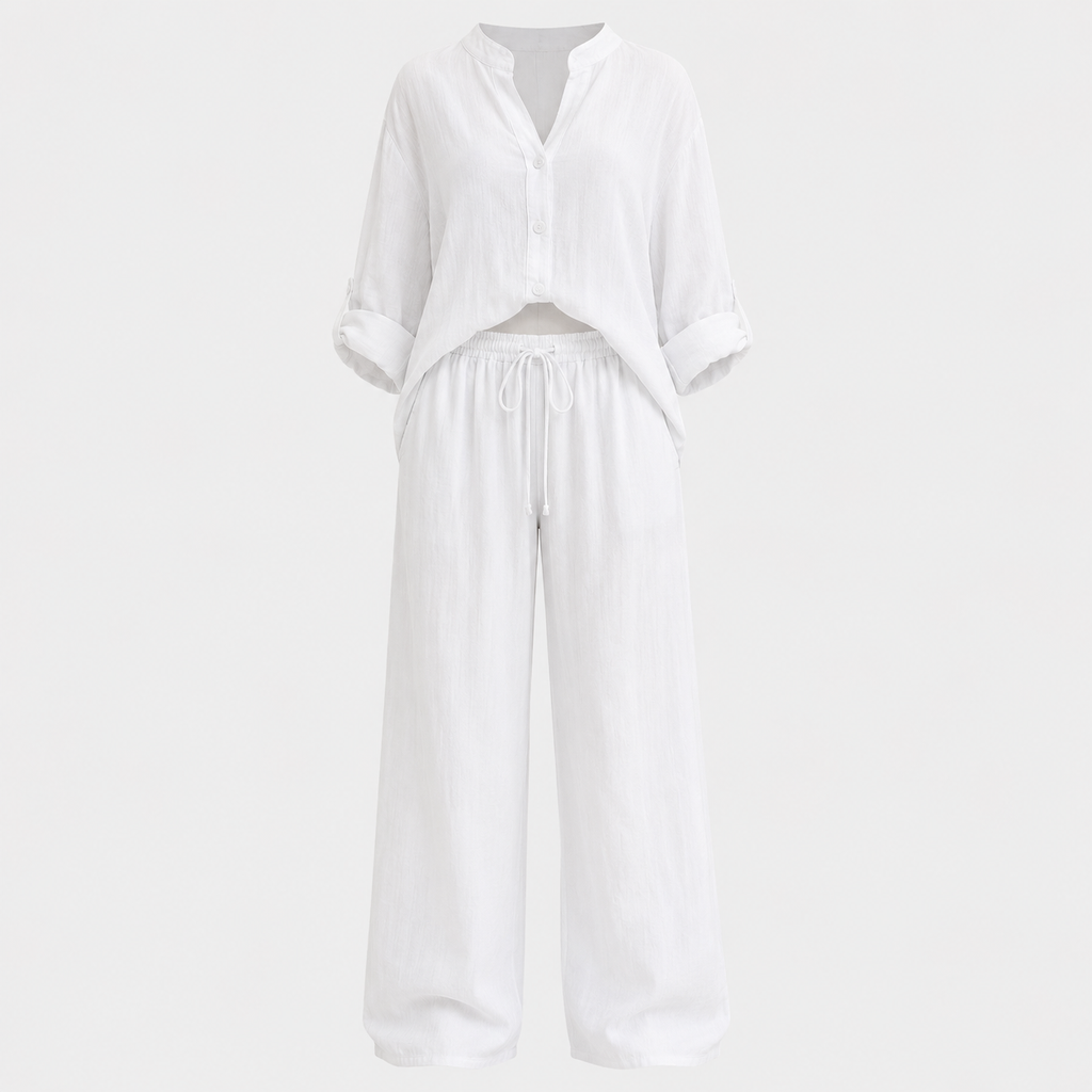 Harriet Campbell | Linen-Feel Wide Leg Two Piece Set For Women