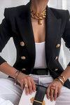 Elan | Women's Double Breasted Blazer Gold Button Tailored Jacket