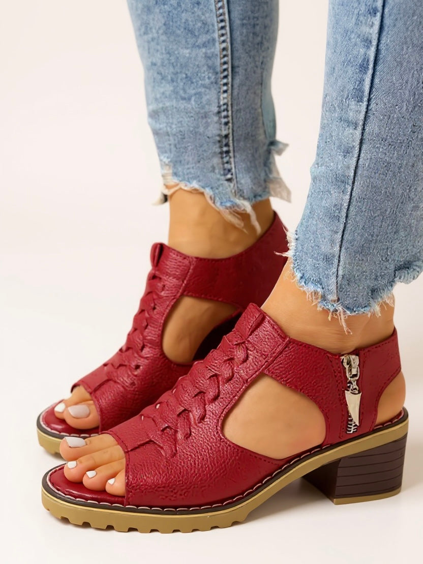 Elena | Women’s Zip High Heel Sandals Cushioned Footbed