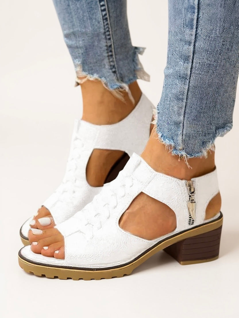 Elena | Women’s Zip High Heel Sandals Cushioned Footbed