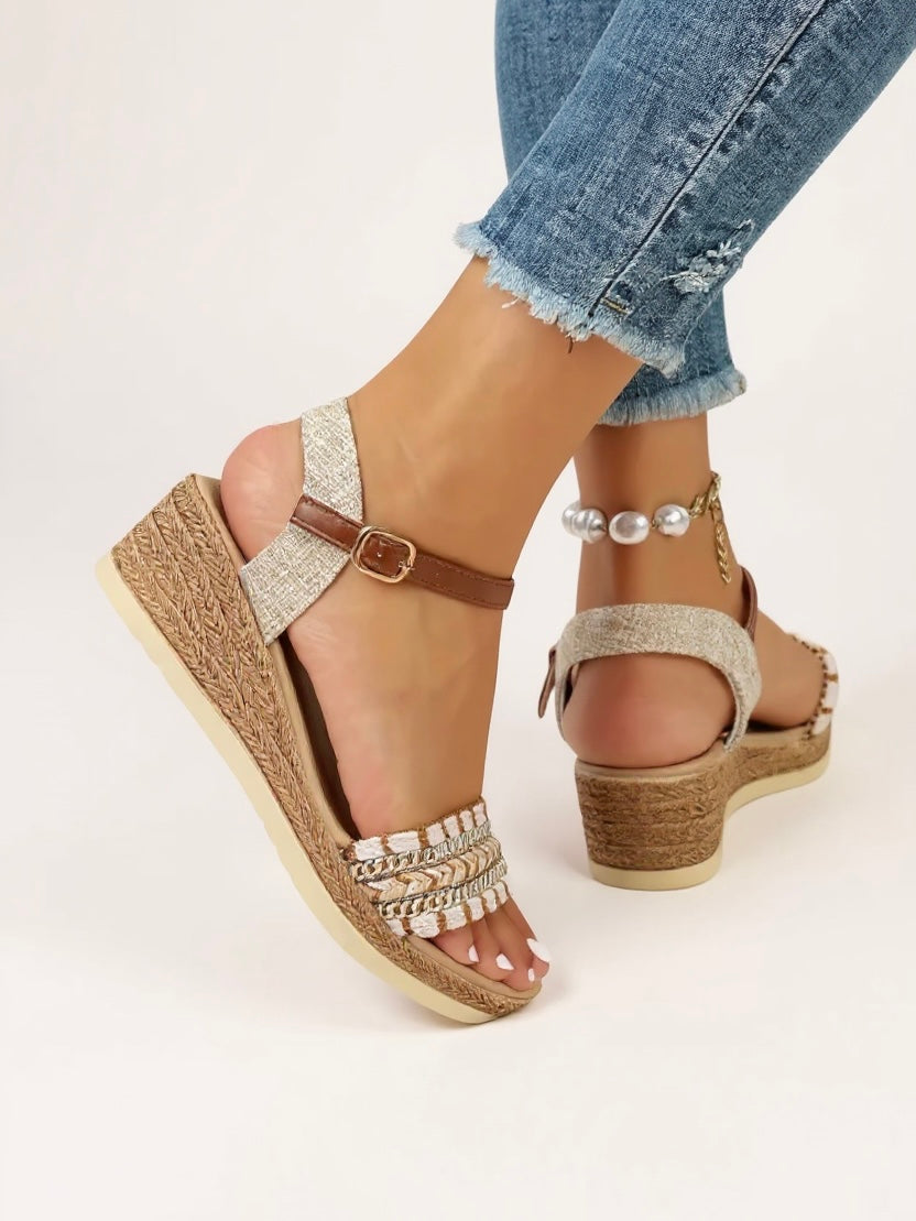 Elora | Women’s Braided Wedge Sandals with Cushioned Footbed