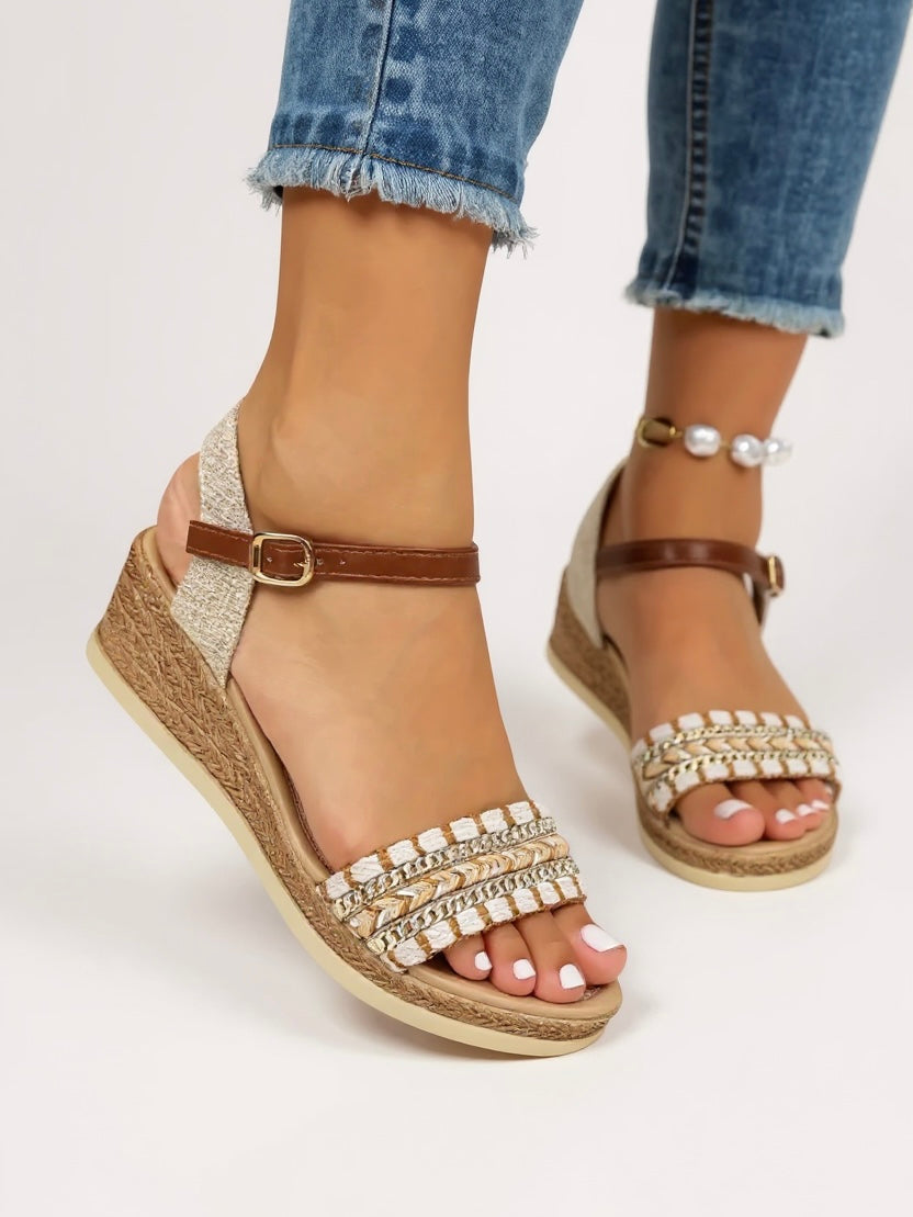 Elora | Women’s Braided Wedge Sandals with Cushioned Footbed