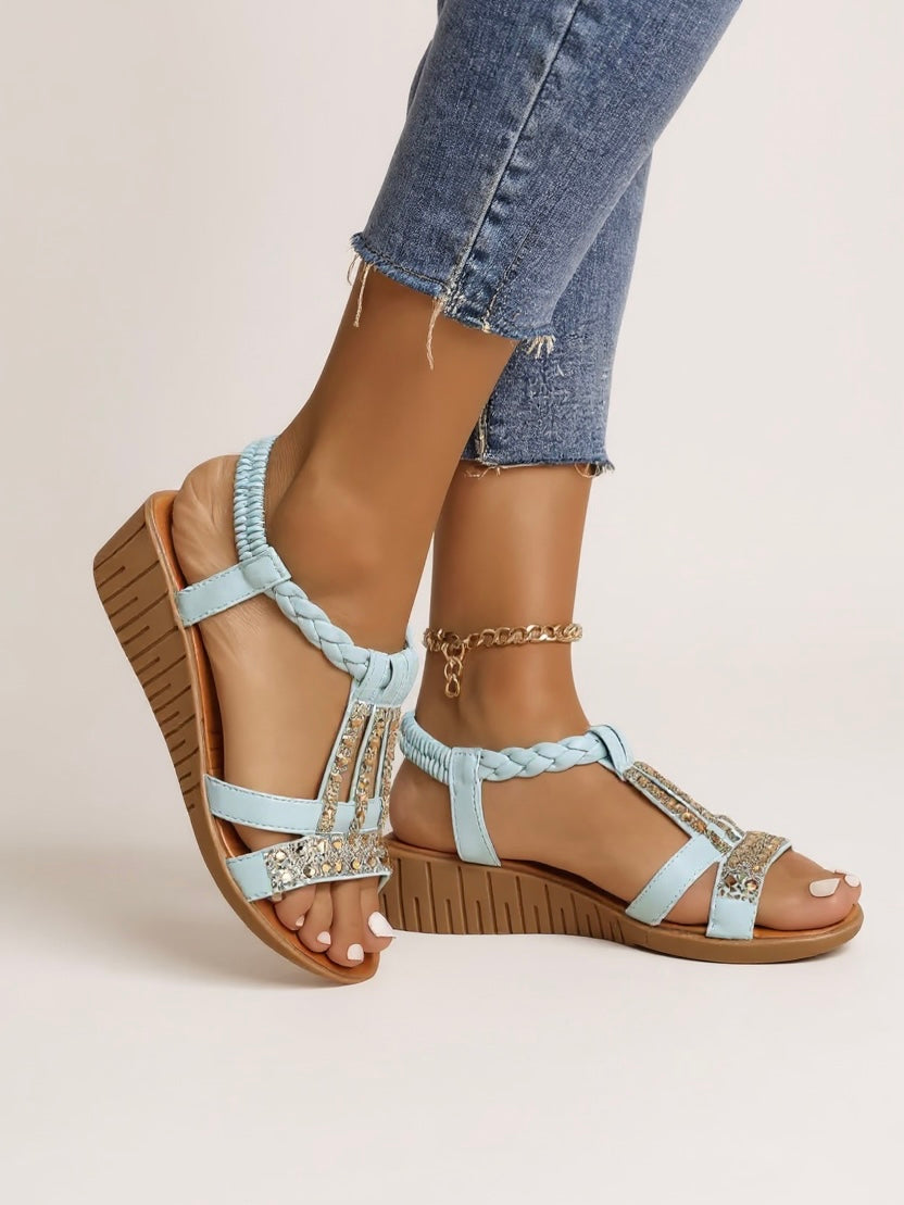 Aubrey | Women’s Wedge Sandals with Embellished Straps