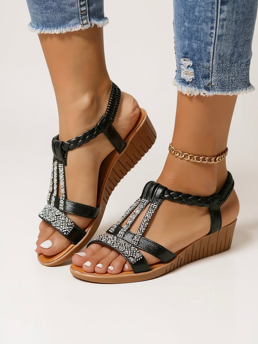 Aubrey | Women’s Wedge Sandals with Embellished Straps