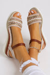 Mila |  Women’s Beaded Wedge Sandals with Cushioned Footbed